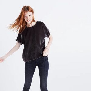 Madewell flowy velvet grey bow top XXS